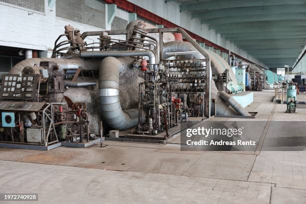 The turbine hall stands inside the former Frimmersdorf coal-fired power station on January 30, 2024 in Grevenbroich, Germany. The former plant, which...