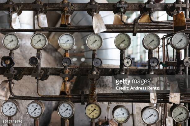 Detailed view in the turbine hall inside the former Frimmersdorf coal-fired power station on January 30, 2024 in Grevenbroich, Germany. The former...