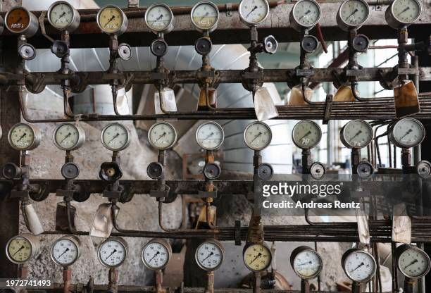 Detailed view in the turbine hall inside the former Frimmersdorf coal-fired power station on January 30, 2024 in Grevenbroich, Germany. The former...