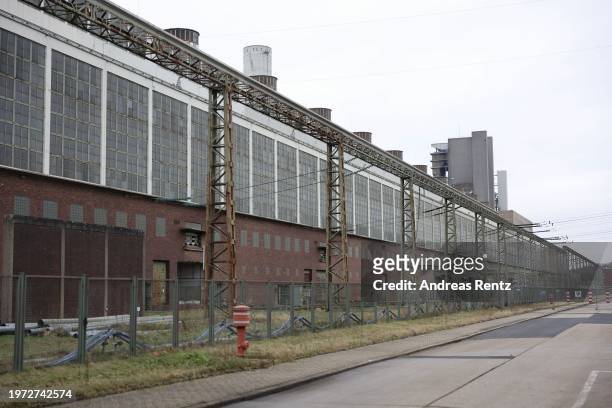 General view outside the turbine hall pictured at the former Frimmersdorf coal-fired power station on January 30, 2024 in Grevenbroich, Germany. The...