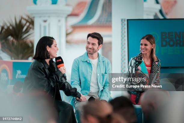 Benidorm Fest 2024 presenters Ruth Lorenzo, on 30 January, 2024 Marc Caldero and Ana Prada during a press conference of the Benidorm Fest 2024, on 30...