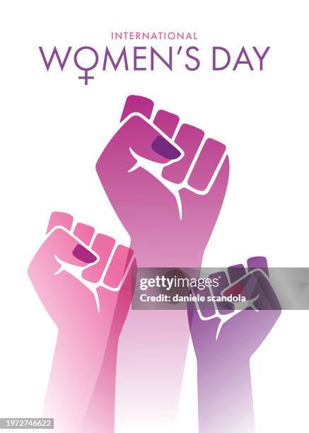 women's day card of women hands together. - riot icon stock illustrations