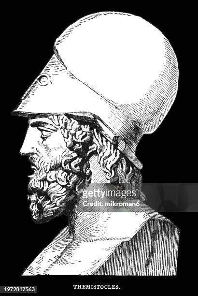 ancient greece sculpture of themistocles, athenian politician and general - armed forces rank stock pictures, royalty-free photos & images