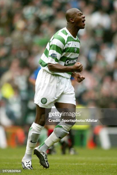 November 19: Bobo Balde of Glasgow Celtic celebrates during the Scottish Premiership match between Celtic and Rangers at Celtic Park on November 19,...