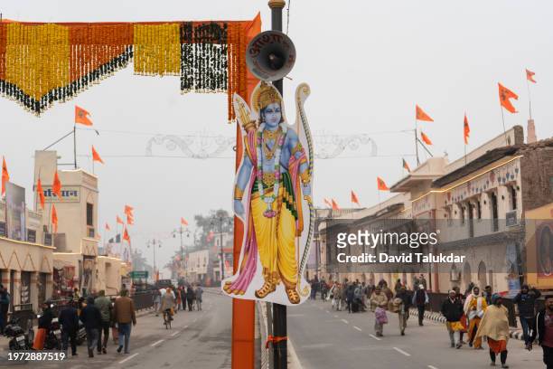 devotees in ayodhya, india - hindu segenszeichen stock-fotos und bilder