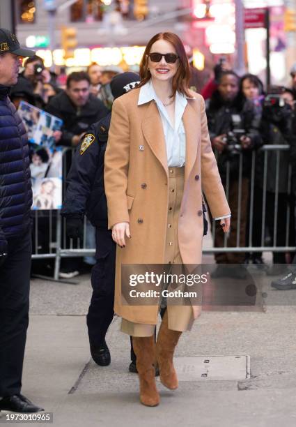 Emma Stone is seen at GMA on January 30, 2024 in New York City.