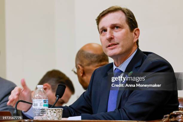 Rep. Dan Goldman speaks during a hearing with the House Committee on Homeland Security on Capitol Hill on January 30, 2024 in Washington, DC. The...