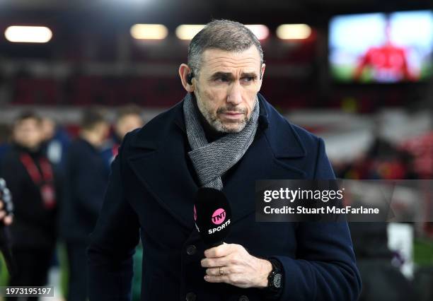 Former Arsenal player Martin Keown looks on whilst working for TNT Sports prior to the Premier League match between Nottingham Forest and Arsenal FC...