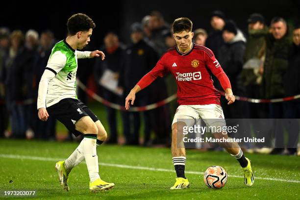 Harry Amass of Manchester United U18s in action during the U18 Premier League match between Manchester United U18s and Liverpool U18s at Carrington...