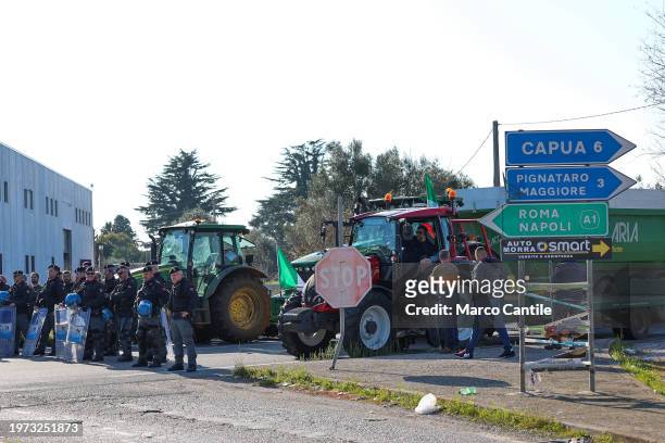 Farmers on their tractors during the demonstration to protest against the "Green Deal" initiatives, approved by the European Commission.