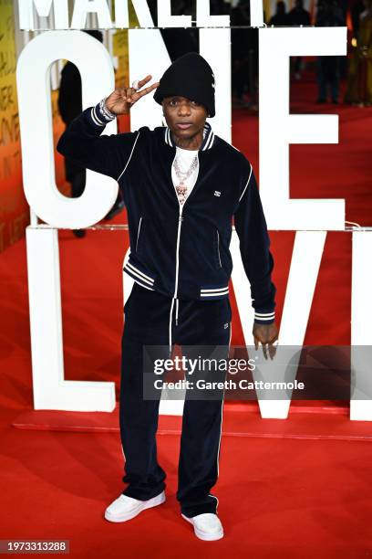 Wizkid attends the UK Premiere of "Bob Marley: One Love" at on January 30, 2024 in London, England.