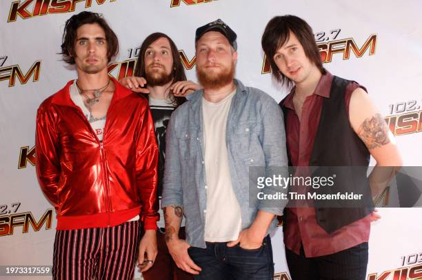 Tyson Ritter, Chris Gaylor, Mike Kennerty, and Nick Wheeler The All American Rejects pose during KIIS FM's 12th Annual Wango Tango 2009 at Verizon...