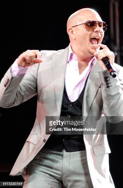 Pitbull performs during KIIS FM's 12th Annual Wango Tango 2009 at Verizon Wireless Amphitheater on May 9, 2009 in Irvine, California.