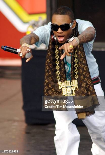 Soulja Boy performs during KIIS FM's 12th Annual Wango Tango 2009 at Verizon Wireless Amphitheater on May 9, 2009 in Irvine, California.