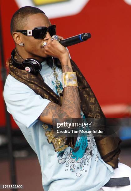 Soulja Boy performs during KIIS FM's 12th Annual Wango Tango 2009 at Verizon Wireless Amphitheater on May 9, 2009 in Irvine, California.