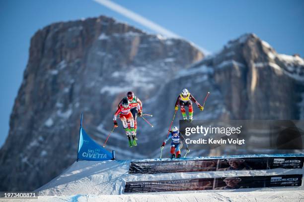 Talina Gantenbein of Switzerland, Marielle Thompson of Canada, Stephanie Joffroy of Chile and Abby Mcewen of Canada in action during the FIS...