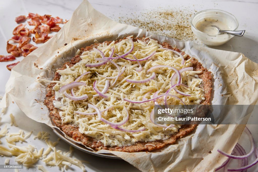 Preparing Bacon Ranch Chicken Crust Pizza