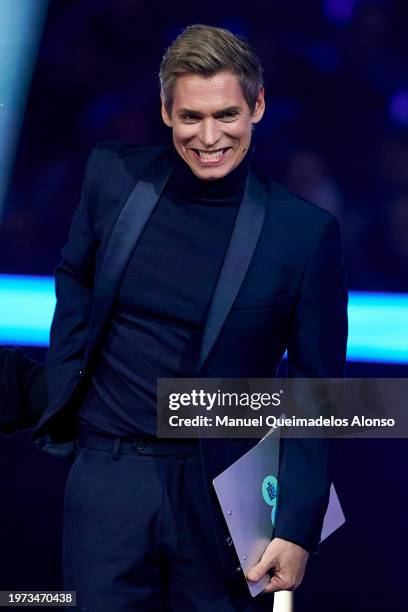 Carlos Baute is seen at the Benidorm Fest at Palacio de Deportes L'Illa on January 30, 2024 in Benidorm, Spain. The Benidorm Fest will take place on...