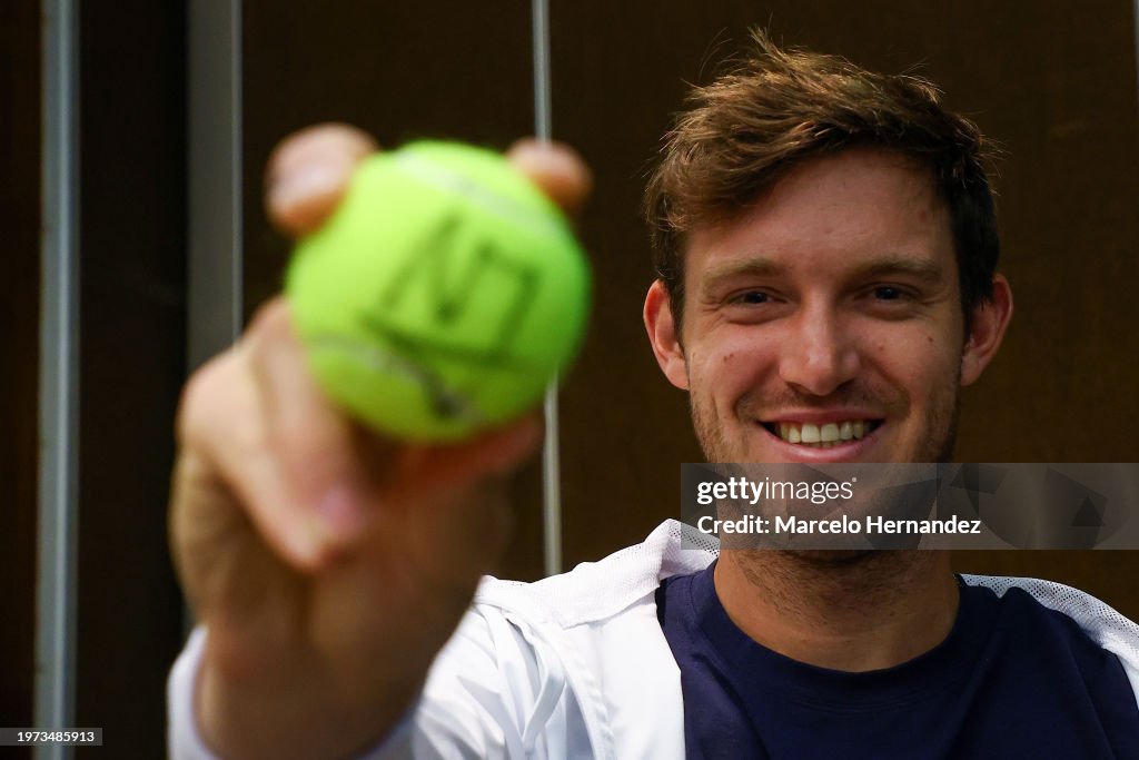 Nicolas Jarry of Chile poses during the Davis Cup Qualifier draw