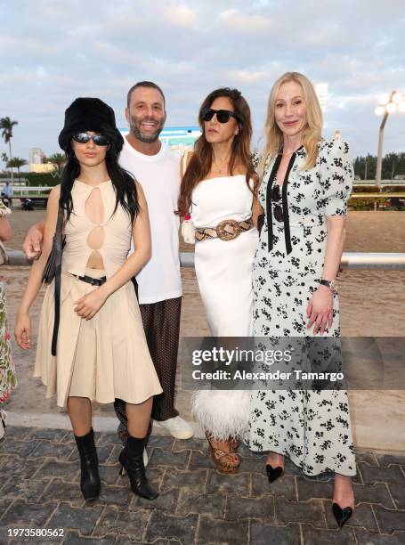 Camila Cabello, David Grutman, Laurie Lynn Stark and Belinda Stronach attend the 2024 Pegasus World Cup Presented By Baccarat at Gulfstream Park on...