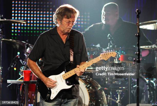 Eric Clapton of Eric Clapton & Steve Winwood performs at Oracle Arena on May 20, 2009 in Oakland, California.