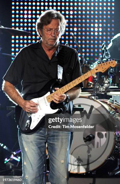 Eric Clapton of Eric Clapton & Steve Winwood performs at Oracle Arena on May 20, 2009 in Oakland, California.