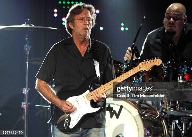 Eric Clapton of Eric Clapton & Steve Winwood performs at Oracle Arena on May 20, 2009 in Oakland, California.