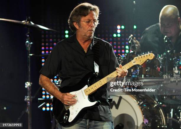 Eric Clapton of Eric Clapton & Steve Winwood performs at Oracle Arena on May 20, 2009 in Oakland, California.