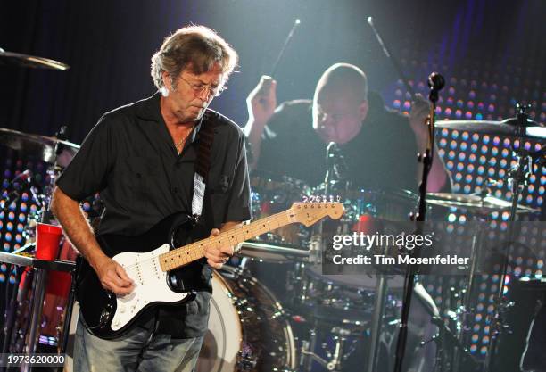 Eric Clapton of Eric Clapton & Steve Winwood performs at Oracle Arena on May 20, 2009 in Oakland, California.