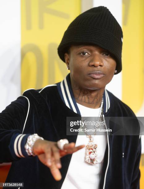 Wizkid attends the UK Premiere of "Bob Marley: One Love" at on January 30, 2024 in London, England.