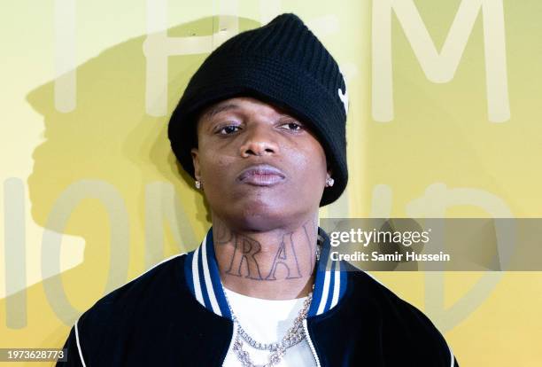 Wizkid attends the UK Premiere of "Bob Marley: One Love" at on January 30, 2024 in London, England.