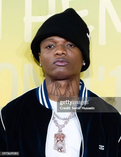 Wizkid attends the UK Premiere of "Bob Marley: One Love" at on January 30, 2024 in London, England.