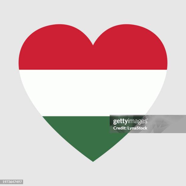 national flag of hungary. heart shape - hungarian flag stock illustrations