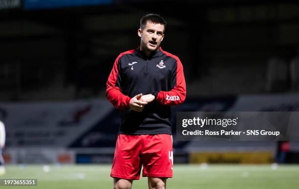 Airdrie player/ manager Rhys McCabe warms up before a SPFL Trust Trophy semi-final match between Raith Rovers and Airdrieonians at Stark's Park, on...