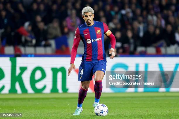 Ronald Araujo of FC Barcelona during the UEFA Champions League match between FC Barcelona v FC Porto at the Lluis Companys Olympic Stadium on...