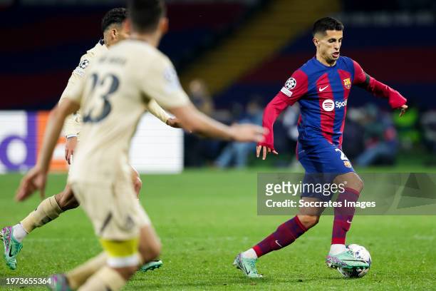 Joao Cancelo of FC Barcelona during the UEFA Champions League match between FC Barcelona v FC Porto at the Lluis Companys Olympic Stadium on November...