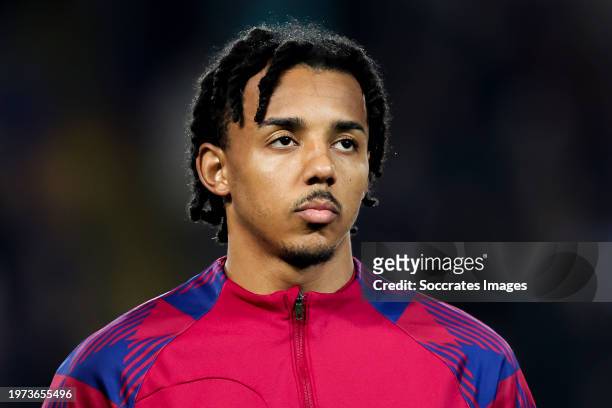 Jules Kounde of FC Barcelona during the UEFA Champions League match between FC Barcelona v FC Porto at the Lluis Companys Olympic Stadium on November...