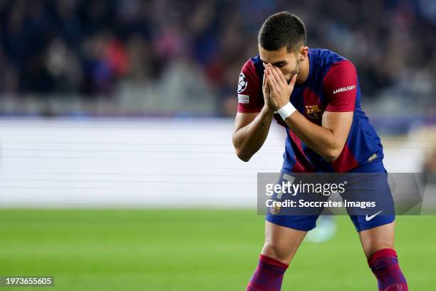 Ferran Torres of FC Barcelona disappointed during the UEFA Champions League match between FC Barcelona v FC Porto at the Lluis Companys Olympic...