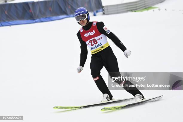 Mario Seidl of Austria competes during the Individual Gundersen HS109/7,5km at the FIS World Cup Nordic Combined Men Seefeld at on February 2, 2024...