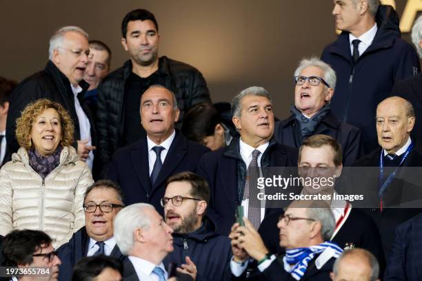 President Joan Laporta of FC Barcelona and Deco during the UEFA Champions League match between FC Barcelona v FC Porto at the Lluis Companys Olympic...