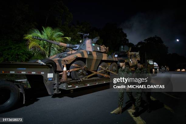 Brazilian Army vehicles move from Manaus to Boa Vista along BR-174 to reinforce defense on the border with Venezuela in Manaus, Amazonas State,...