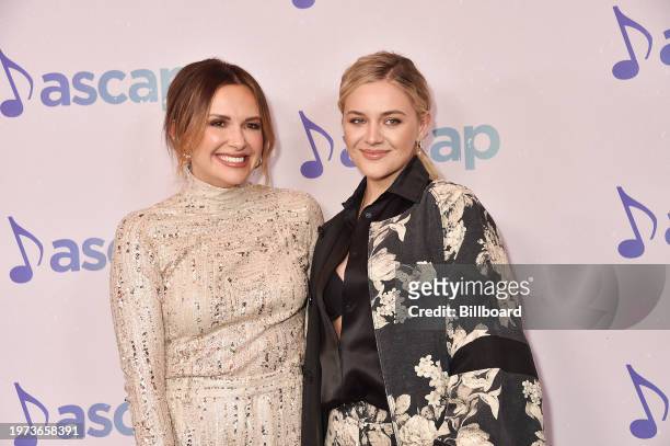 Carly Pearce and Kelsea Ballerini at the ASCAP Grammy Brunch in the Garden held at the Four Seasons Hotel Los Angeles At Beverly Hills on February 2,...