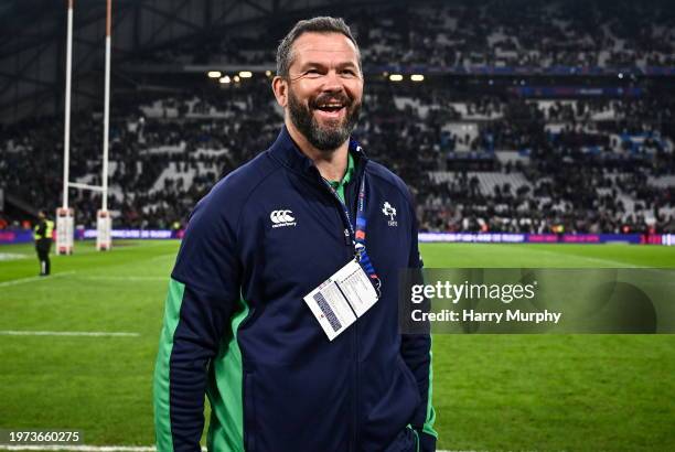 Marseille , France - 2 February 2024; Ireland head coach Andy Farrell after his side's victory in the Guinness Six Nations Rugby Championship match...