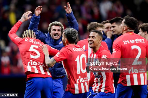 Rodrigo De Paul of Atletico Madrid, Antoine Griezmann of Atletico Madrid, Angel Correa of Atletico Madrid, Samuel Lino of Atletico Madrid celebrates...