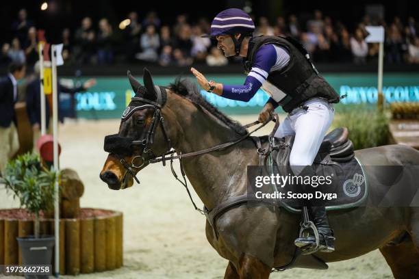 Benjamin Massie riding Cupidon du Cardonne during the Jumping International de Bordeaux at Parc des Expositions de Bordeaux on February 2, 2024 in...