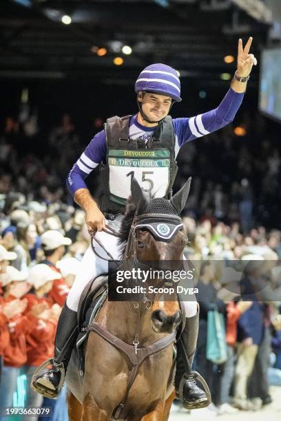 Benjamin Massie riding Cupidon du Cardonne during the Jumping International de Bordeaux at Parc des Expositions de Bordeaux on February 2, 2024 in...