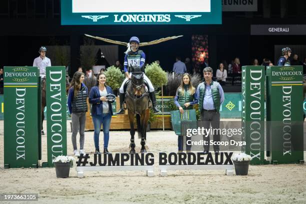 Benjamin Massie riding Cupidon du Cardonne during the Jumping International de Bordeaux at Parc des Expositions de Bordeaux on February 2, 2024 in...