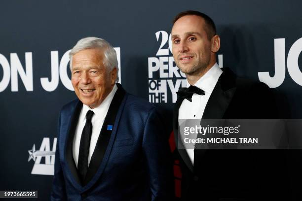 Businessman Michael Rubin and CEO of the New England Patriots Robert Kraft attend the 2024 MusiCares Person of the Year gala at the LA Convention...