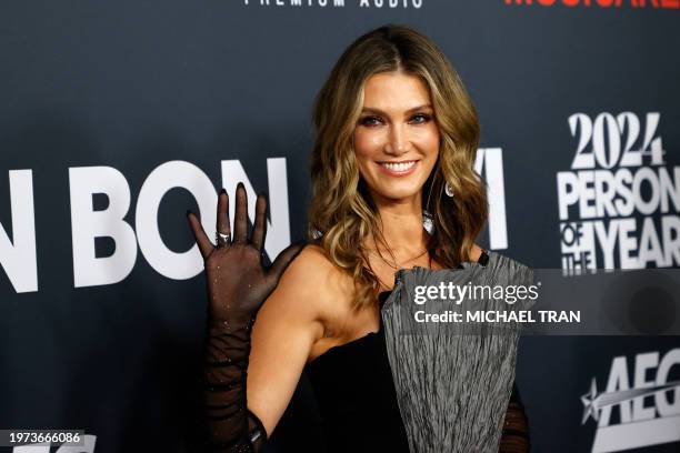 Australian musician Delta Goodrem attends the 2024 MusiCares Person of the Year gala at the LA Convention Center in Los Angeles, February 2, 2024.