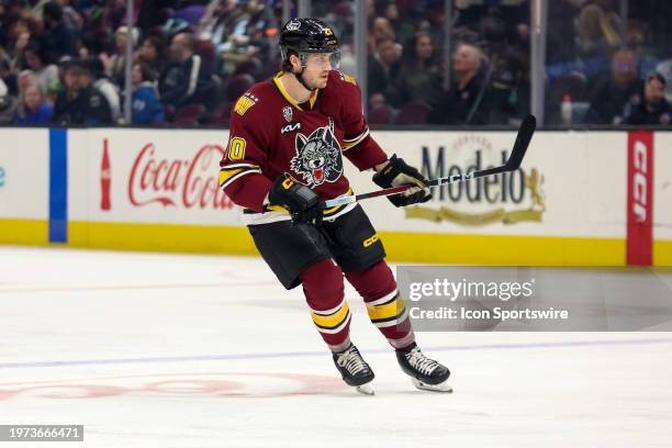 Chicago Wolves defenceman Cavan Fitzgerald on the ice during the first period of the American Hockey League game between the Chicago Wolves and...